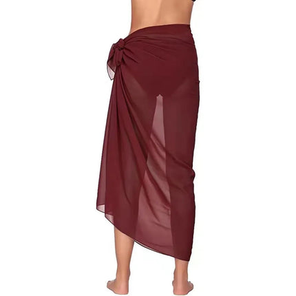 Sarong Lungo in Chiffon, Copricostume Trasparente da Spiaggia, Sciarpa Sexy per Bikini, Copricostume Unico per Donne in Vacanza platinumshop