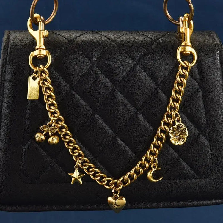 Cherry Blossom Bag Chain Strap Floral Purse Accessory for Women Fashion Crossbody Bag Charm 30cm PlatiNum