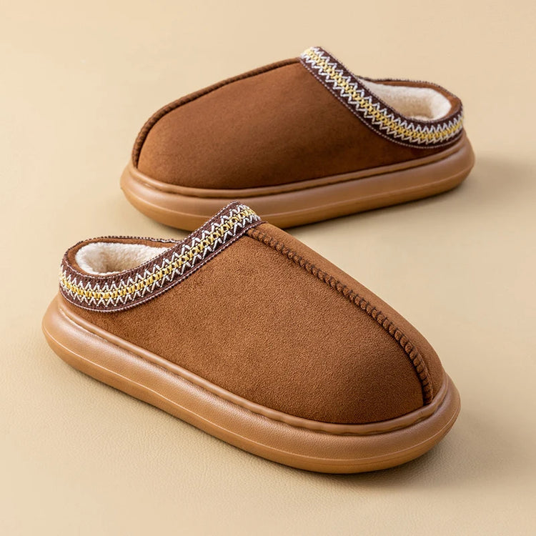 Men's Plush Fleece Lined Slippers Winter Warm House Shoes with Thick EVA Sole for Indoor/Outdoor Use Cozy Non-Slip Home Footwear