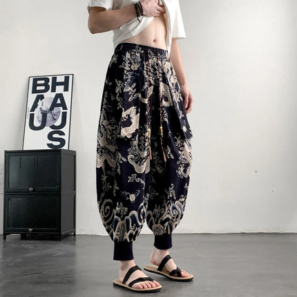 Pantaloni Estivi da Uomo 2026 in Cotone Leggero Sottile Comodi da Spiaggia, Pantaloni Larghi Casual Hip Hop Stampati, Pantaloni Jogger Oversize alla Moda