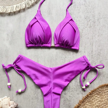 RUOTONGSEPT 2025 Nuovo Sexy Costume da Bagno Triangolare in 13 Colori per Donne, Bikini Brasiliano, Costume Push-Up, Set Bikini da Spiaggia platinumshop