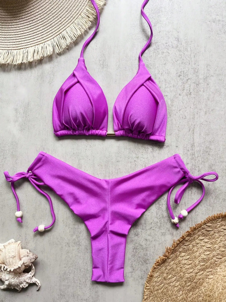 RUOTONGSEPT 2025 Nuovo Sexy Costume da Bagno Triangolare in 13 Colori per Donne, Bikini Brasiliano, Costume Push-Up, Set Bikini da Spiaggia platinumshop