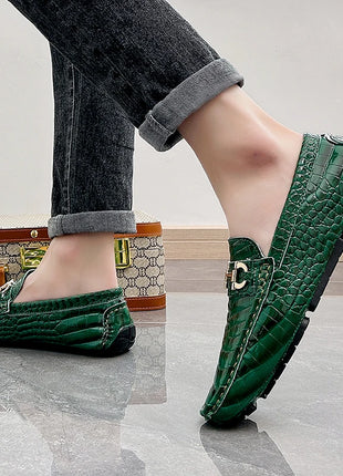 Scarpe Casual da uomo in pelle verniciata di alta qualità scarpe da guida di marca mocassini con motivo a coccodrillo maschile per scarpe basse mocassino da uomo