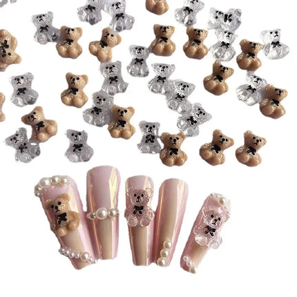 10-40Pcs Nail Art Bear Shaped Nail Charms Cute Nail Art Decorations Jewelry Rhinestone Accessories Manicure Diy Nails Art Tools