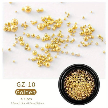 6 Grids Nail Art Tiny Steel Caviar Beads 0.8-1.5mm Mixed Size 3D Design Rose Gold Silver Jewelry Manicure DIY Decoration