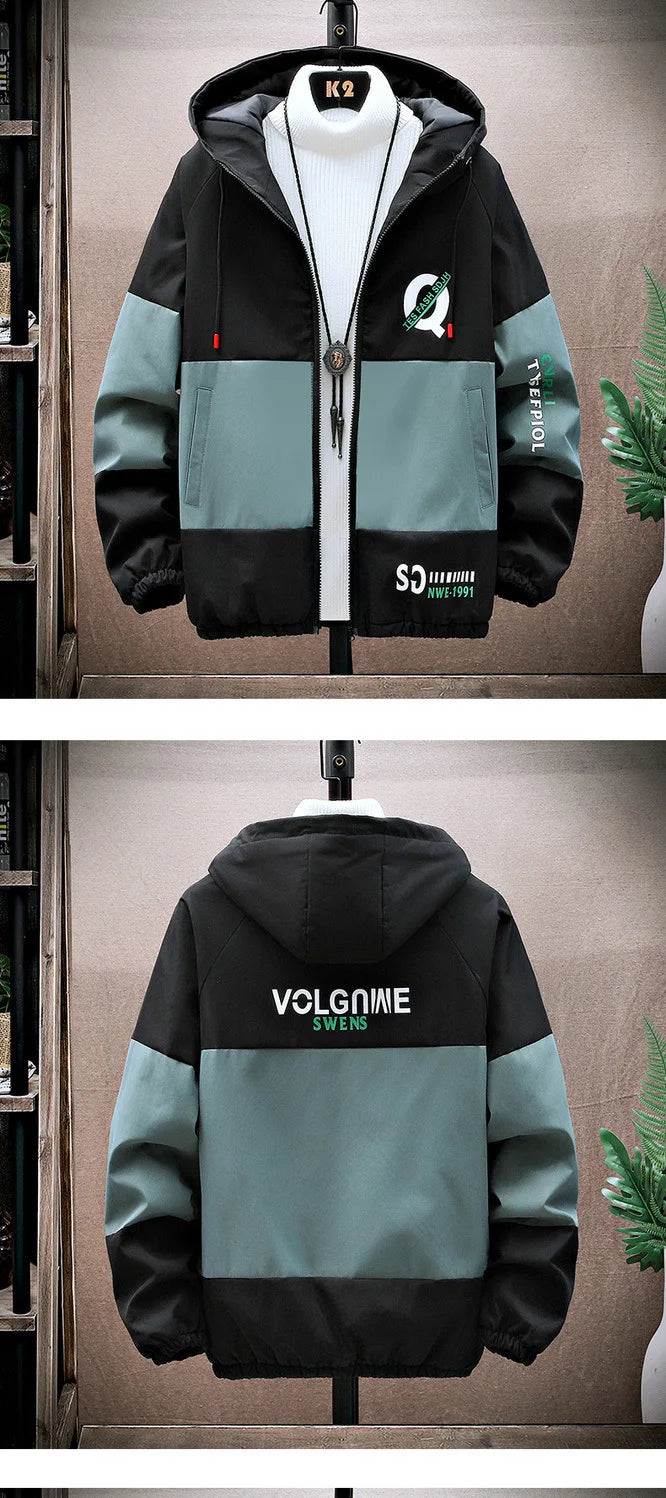 2023 Spring and Autumn New Fashion Hooded Tooling Jacket Men's Casual Loose Comfortable Waterproof High-Quality Large Size Coat