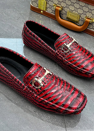 Scarpe Casual da uomo in pelle verniciata di alta qualità scarpe da guida di marca mocassini con motivo a coccodrillo maschile per scarpe basse mocassino da uomo
