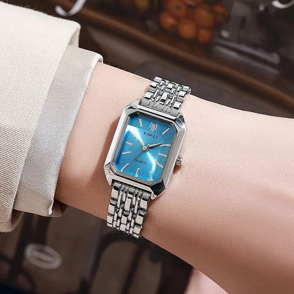 2025 Orologio da polso con cinturino in acciaio inossidabile di marca calda Orologio da polso al quarzo regalo di lusso da donna Orologio da polso al quarzo quadrato semplice moda studente platinumshop
