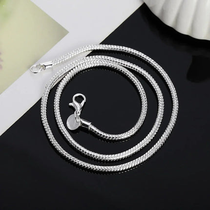 40-75cm 925 Sterling Silver 1MM/2MM/3MM solid Snake Chain Necklace For Men Women Fashion Jewelry for pendant PlatiNum
