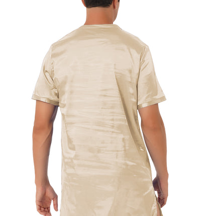 Donna uomo pigiama in raso di seta pigiameria maniche corte camicia da notte Kimono accappatoio abito da notte accappatoio camicia da notte estiva Homewear