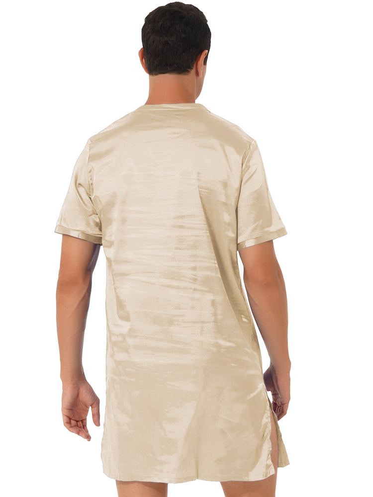 Donna uomo pigiama in raso di seta pigiameria maniche corte camicia da notte Kimono accappatoio abito da notte accappatoio camicia da notte estiva Homewear