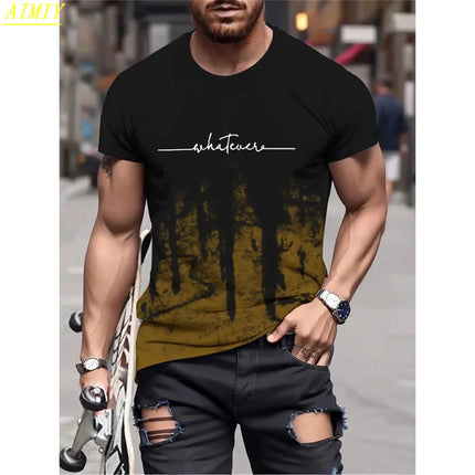 T-shirt da uomo casual sportiva oversize ampia più abbigliamento con stampa Milano comoda maglietta da shopping girocollo a maniche corte