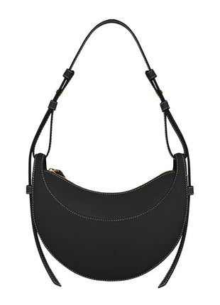 Borsa a tracolla a mezzaluna in pelle liscia, con tracolla regolabile, borsa a tracolla minimalista per l'uso quotidiano