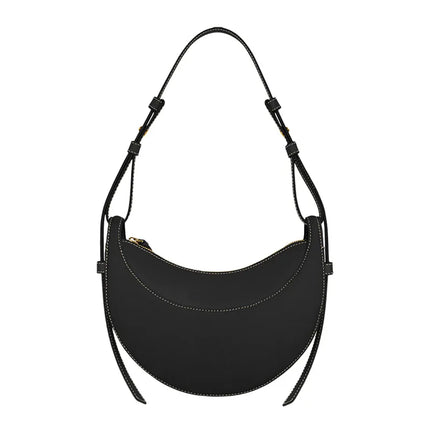 Borsa a tracolla a mezzaluna in pelle liscia, con tracolla regolabile, borsa a tracolla minimalista per l'uso quotidiano