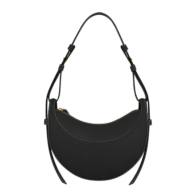 Borsa a tracolla a mezzaluna in pelle liscia, con tracolla regolabile, borsa a tracolla minimalista per l'uso quotidiano
