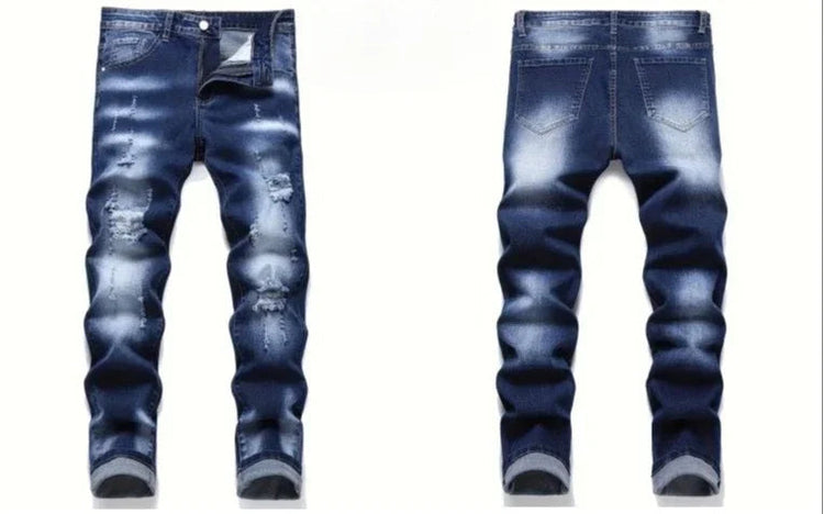 Riding Motorcycle Mens Pants Hip Hop Ripped Skinny Jeans Breathable Casual Fashion Blue Denim Trousers Streetwear Men Clothing PlatiNum