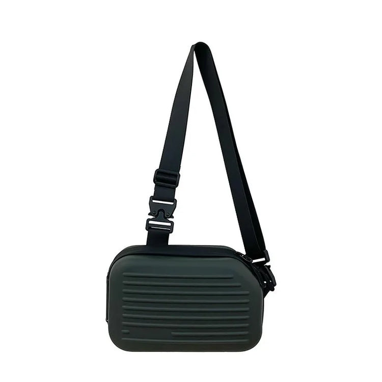 Borsa a tracolla rigida nera, leggera e portatile, per adulti, ideale per il trasporto quotidiano, lo shopping, le brevi camminate all'aperto e l'uso quotidiano.