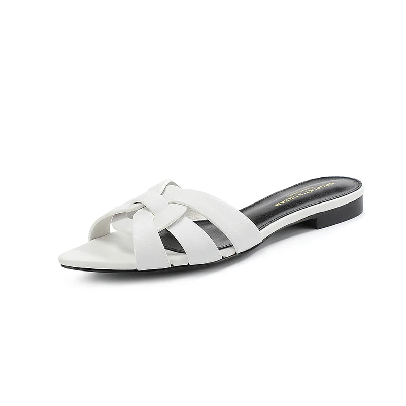 2025 sexy pointed cowhide flat sandals, easily light up your summer shoe cabinet, suitable for summer dates and office work