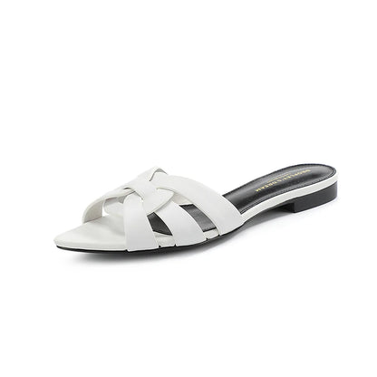 2025 sexy pointed cowhide flat sandals, easily light up your summer shoe cabinet, suitable for summer dates and office work