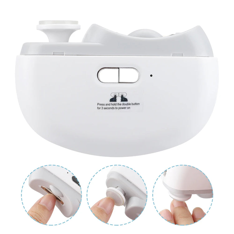 Electric Nail File for Fingernail and Toenail 2 in 1 Trimmer and Polisher Rechargeable Portable Manicure Kit with LED Light for Home Use