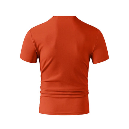 2025 New Men's Casual Fashion Simple V-neck Short Sleeved T-shirt Summer Comfortable Breathable Versatile Top PlatiNum