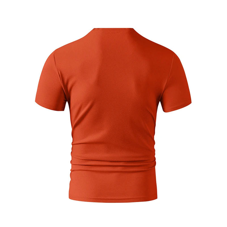 2025 New Men's Casual Fashion Simple V-neck Short Sleeved T-shirt Summer Comfortable Breathable Versatile Top PlatiNum
