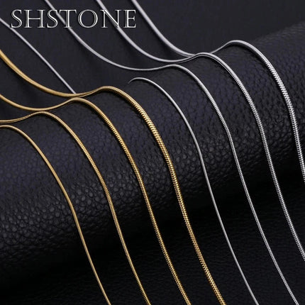 SHSTONE 1mm/2mm/3mm Women Snake Chain Men 925 Sterling Silver 40-75cm Necklaces Fashion Choker Jewelry Classics Neck Necklace PlatiNum
