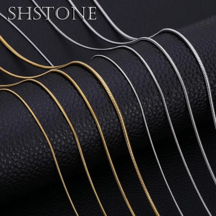 SHSTONE 1mm/2mm/3mm Women Snake Chain Men 925 Sterling Silver 40-75cm Necklaces Fashion Choker Jewelry Classics Neck Necklace PlatiNum