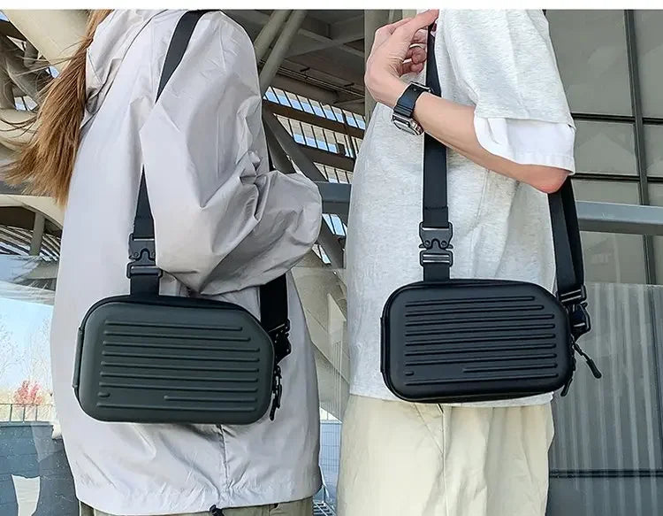 Borsa a tracolla rigida nera, leggera e portatile, per adulti, ideale per il trasporto quotidiano, lo shopping, le brevi camminate all'aperto e l'uso quotidiano.