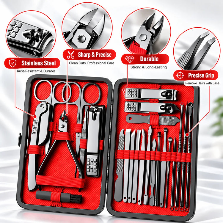 24pcs Professional Nail Clippers Kit - Razor-Sharp Blades for Precise Cutting, Durable And Long-Lasting Construction for Both Fingernail And Toenail Trimming Needs - Suitable for All Genders, Achieve Salon-Quality Nails At Ho