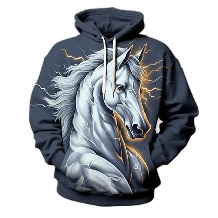 Horse Animal Graphic 3D Print Hoodies Men Women Hooded Sweatshirts Oversized Harajuku Pullover Tracksuit Coat Man Clothing