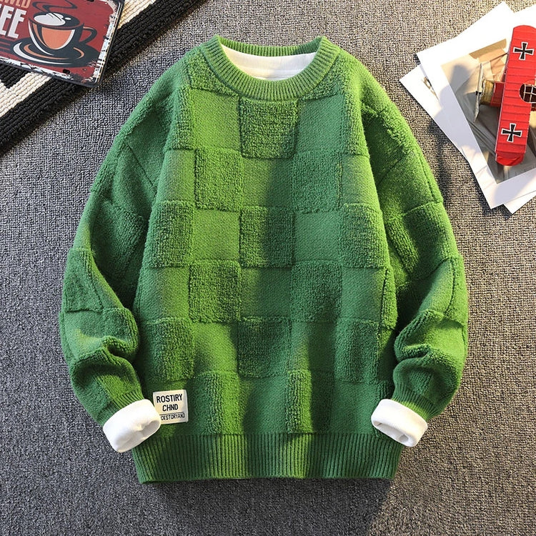 Warm Knit Sweater Autumn Winter Brand Clothing Mens Women Knitting Sweater Loose Fashion Plaid Male Long Sleeve Knitted Pullover