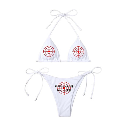 Donne Sexy scheletro Y2k grafica costumi da bagno Bikini Set reggiseno cravatta laterale perizoma perizoma spiaggia e vestito costume da bagno costume da bagno costume da bagno platinumshop