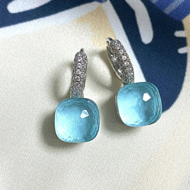 Classic Candy Color Earrings Inlay Transparent Zircon 27Colors Crystal Earrings Platinum Plated Fashion Jewelry For Women PlatiNum