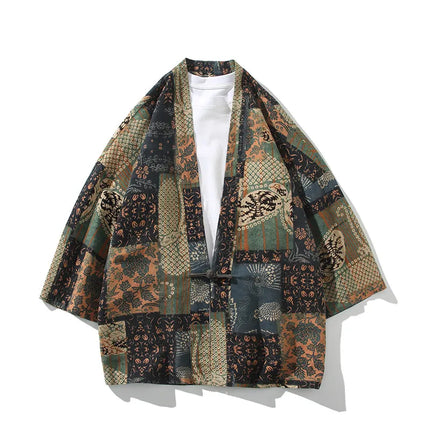 Camicie Uomo Yukata Cosplay Kimono Giapponese Retrò, Camicie Etniche Stampate da Uomo, Camicie in Lino Moda Donna, Blusa Oversize Haori