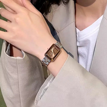 CILOA Orologio retrò marrone da donna cinturino quadrato in acciaio inossidabile 2025 nuovo marchio di moda di tendenza orologio autentico di alta qualità platinumshop