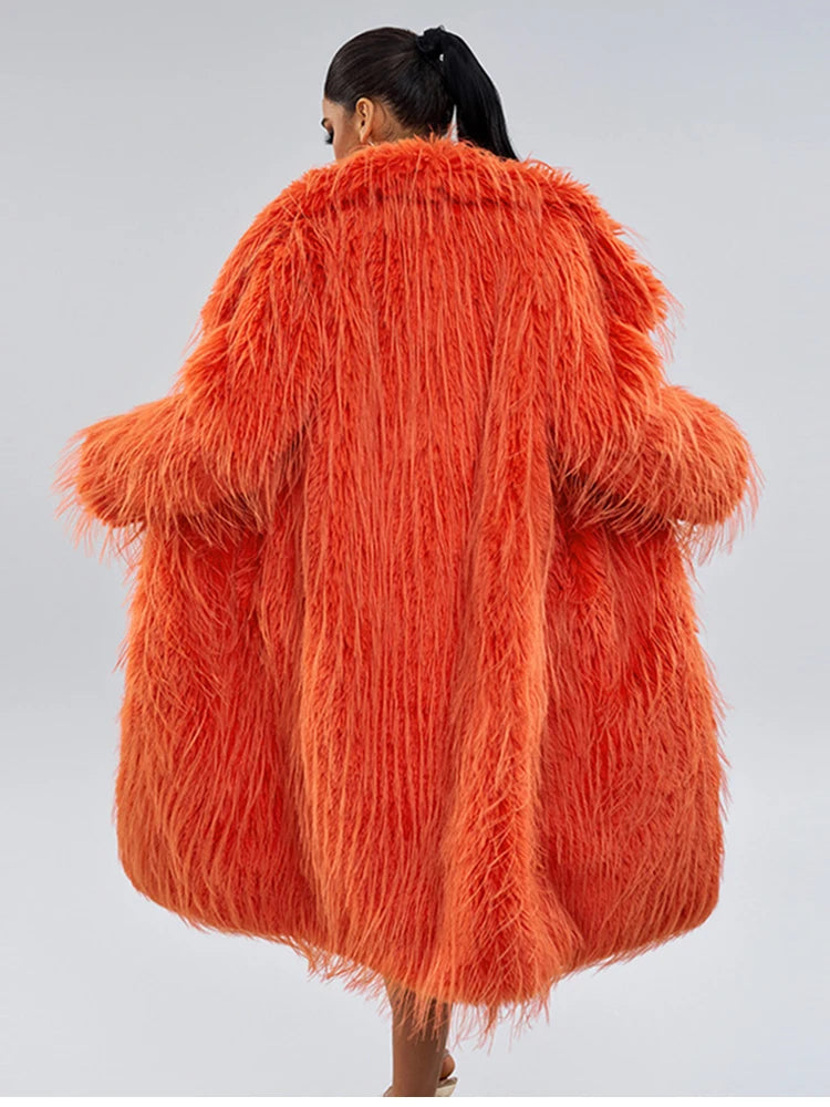 ZADORIN Luxury Designer Tassels Long Black Faux Fur Coat Woman Clothing Winter Big Lapel Fluffy Warm Faux Fur Jacket Outerwears