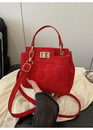 Elegante Mini Borsa a Tracolla con Manico Superiore, Chiusura Dorata, Versatile Borsa in Finta Pelle Scamosciata e Pelle per Uso Quotidiano Femminile