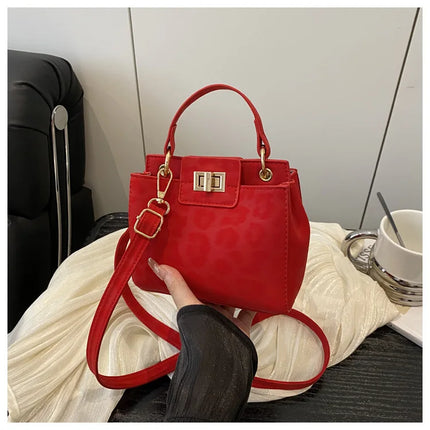 Elegante Mini Borsa a Tracolla con Manico Superiore, Chiusura Dorata, Versatile Borsa in Finta Pelle Scamosciata e Pelle per Uso Quotidiano Femminile