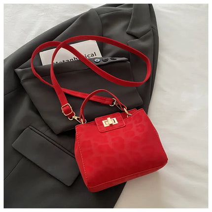 Elegante Mini Borsa a Tracolla con Manico Superiore, Chiusura Dorata, Versatile Borsa in Finta Pelle Scamosciata e Pelle per Uso Quotidiano Femminile