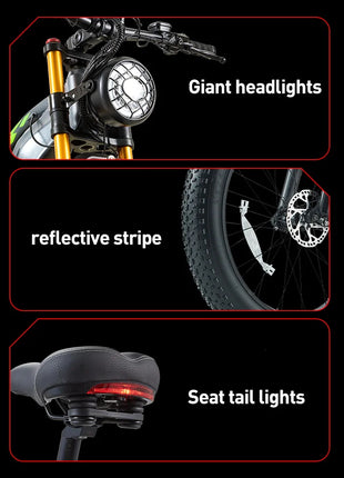 BURCHDA RX80 Bicicletta Elettrica per Adulti, Motore 1000W, Batteria 48V20AH960WH, E-bike con Pneumatici Fat da 26 Pollici per Tutti i Terreni, 45KM/H, E-Mountain Bike