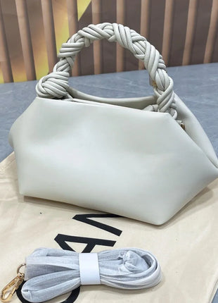 Borsa a tracolla/da spalla da donna in morbida pelle di alta qualità, con manico in corda intrecciata, elegante e casual per l'uso quotidiano.
