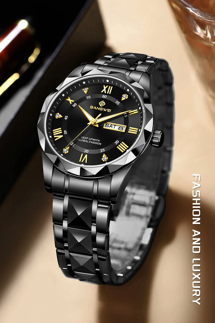 BANGWEI Orologio da donna Orologio di moda classico elegante di lussoBusiness Casual Data Orologi da donna al quarzo luminoso impermeabile in acciaio inossidabile platinumshop