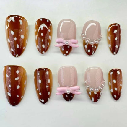 24pcs Pink Flower Almond Press on Nails Kawaii False Nails Wearable Stick-on Nails Fake Nail Uñas Postizas Накладные Ногти 네일팁2028