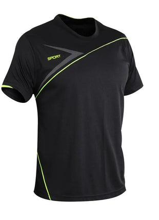 2025 Summer New Men's Quick drying Short sleeved Gym Running Moisture absorbing Round Neck T-shirt Training Exercise Gym Sweatsh PlatiNum