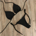 Costume da bagno bikini da donna sexy a tinta unita, con laccetti e triangolo incrociato, senza ferretto e senza imbottitura. PlatiNum