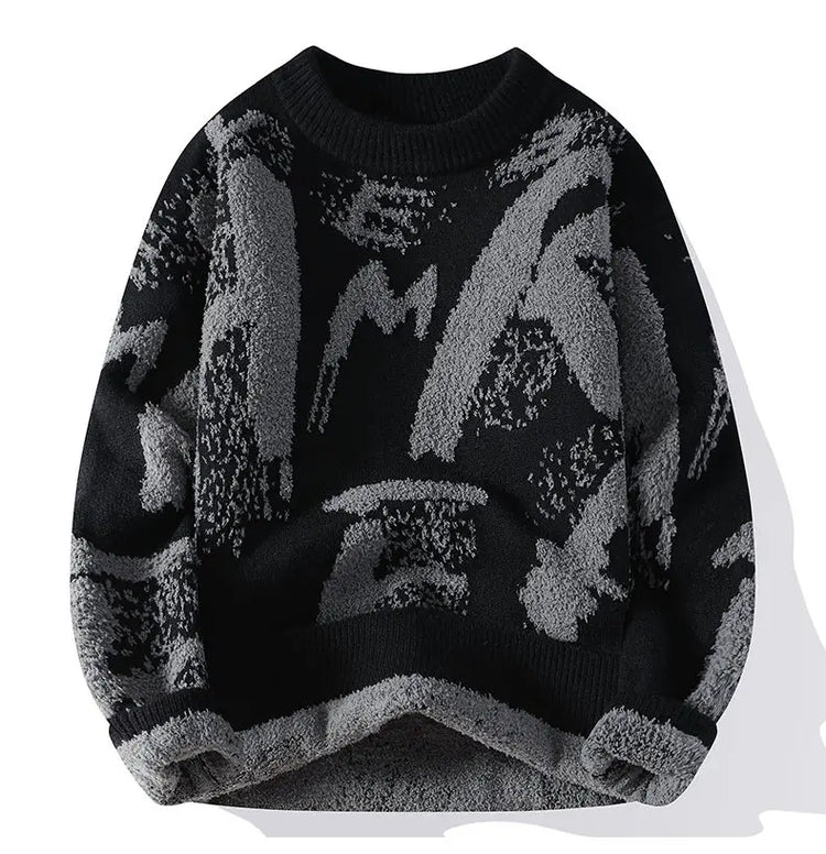 Autumn Winter Men Knitted Sweater Panda Printing Casual Round Neck Pullovers Sweater Designer Quality Men Clothing Jumper