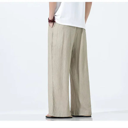 Pantaloni da Uomo a Gamba Dritta Estivi in Seta Ghiacciata, Pantaloni a Gamba Larga Freschi, Nuovi Arrivi di Tendenza, Traspiranti, Stile Cinese, Casual