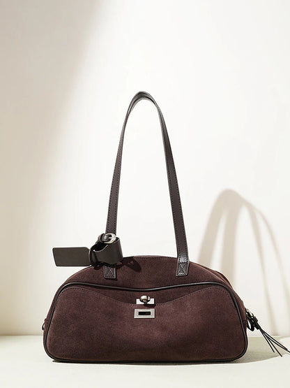 MENDY Borsa in pelle scamosciata Borsa a tracolla con cuscino in pelle Borsa casual ascellare da donna unica in morbida pelle Novità nella borsa tote Designer di lusso