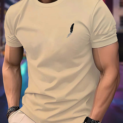 Nuova maglietta da corsa girocollo da uomo estiva sottile top con stampa di piume T-shirt sportiva fitness traspirante a maniche corte ad asciugatura rapida